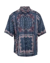Etro Man Shirt Midnight Blue Size 15 ½ Linen