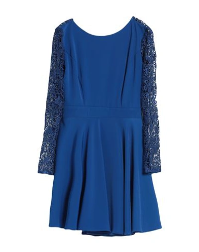 Feleppa Woman Short Dress Bright Blue Size 10 Polyester