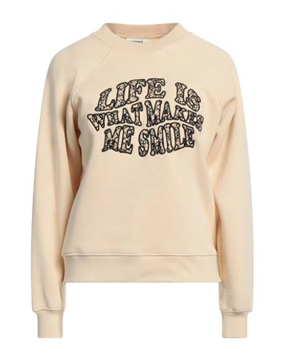 Sandro Woman Sweatshirt Sand Size 1 Cotton, Polyester, Elastane In Beige