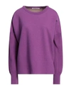 Agnona Woman Sweater Mauve Size M Cashmere, Polyamide In Purple