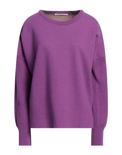 Agnona Woman Sweater Mauve Size M Cashmere, Polyamide In Purple