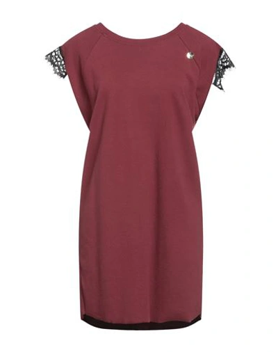 Mangano Woman Short Dress Burgundy Size 4 Cotton In Red