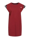 Mangano Woman Short Dress Brick Red Size 4 Cotton
