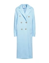 Max Mara Woman Coat Light Blue Size 8 Polyester, Cotton, Polyamide
