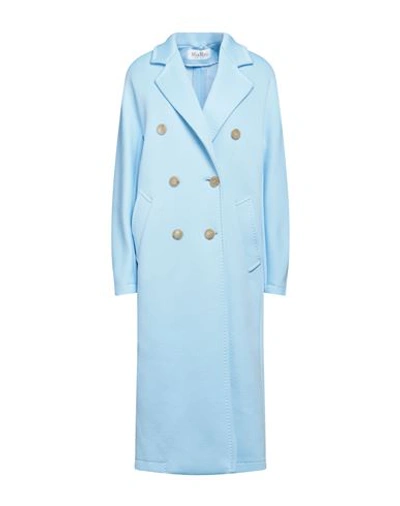 Max Mara Woman Coat Light Blue Size 6 Polyester, Cotton, Polyamide