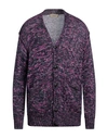 Maison Flaneur Maison Flâneur Man Cardigan Fuchsia Size 40 Wool, Cashmere, Acrylic, Mohair Wool, Polyamide In Pink