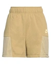 Nike Woman Shorts & Bermuda Shorts Khaki Size L Cotton, Polyester In Beige