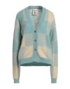 Semicouture Woman Cardigan Turquoise Size M Acrylic, Polyamide, Mohair Wool In Blue