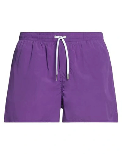Dsquared2 Man Swim Trunks Purple Size 36 Polyamide, Elastane In Purple