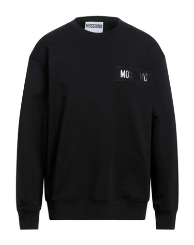 Moschino Man Sweatshirt Black Size 42 Organic Cotton In Black