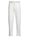 Panicale Man Pants Cream Size 36 Merino Wool, Silk, Cashmere In White