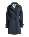 Dekker Woman Overcoat Navy Blue Size 10 Polyester In Navy Blue