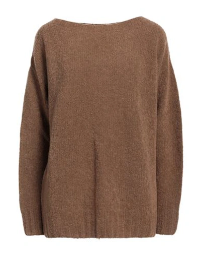 Gentryportofino Woman Sweater Brown Size 8 Virgin Wool, Polyamide