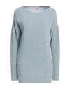 Gentryportofino Woman Sweater Pastel Blue Size 4 Virgin Wool, Polyamide