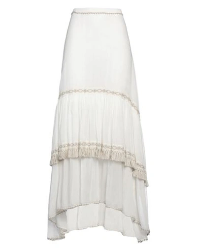 Blumarine Woman Maxi Skirt Ivory Size 4 Cotton, Silk, Polyester In White