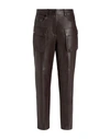 8 By Yoox Leather Slim-fit Cargo Pants Woman Pants Dark Brown Size 12 Lambskin