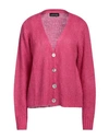 Vanessa Scott Woman Cardigan Magenta Size Onesize Acrylic, Polyamide, Mohair Wool In Magenta