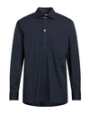 Aglini Man Shirt Midnight Blue Size L Cotton, Polyamide, Elastane In Blue