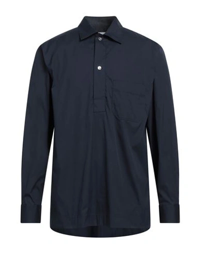 Aglini Man Shirt Midnight Blue Size L Cotton, Polyamide, Elastane