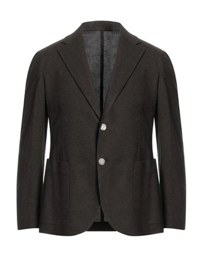 Barba Napoli Man Suit Jacket Dark Brown Size 48 Cotton