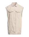 Emma & Gaia Woman Denim Outerwear Beige Size 6 Cotton In Beige