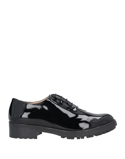 Bruglia Woman Lace-up Shoes Black Size 10 Soft Leather