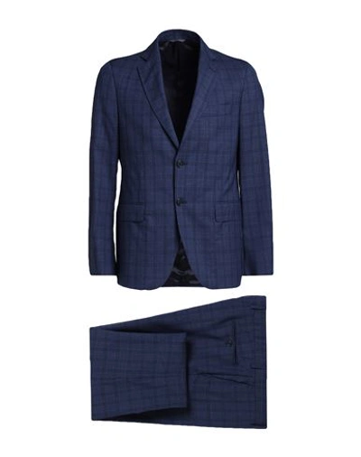 Tombolini Man Suit Slate Blue Size 50 Wool