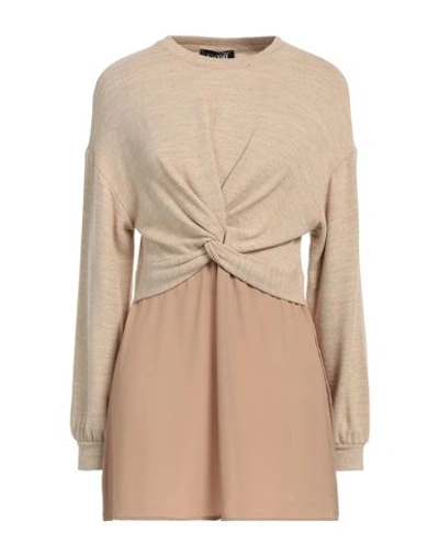 Emy-ò Female Woman Sweater Sand Size Xxl Acrylic, Polyester, Elastane, Polyamide In Beige