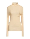 Erika Cavallini Woman Turtleneck Light Yellow Size L Virgin Wool