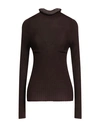 Erika Cavallini Woman Turtleneck Dark Brown Size L Virgin Wool