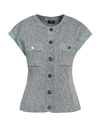 Elisabetta Franchi Woman Cardigan Slate Blue Size 2 Cotton, Viscose, Polyester, Acrylic In Blue