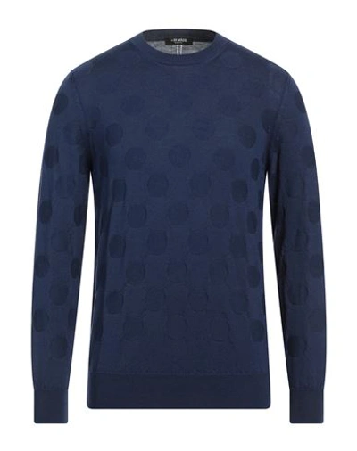 +39 Masq Man Sweater Blue Size 40 Merino Wool In Blue