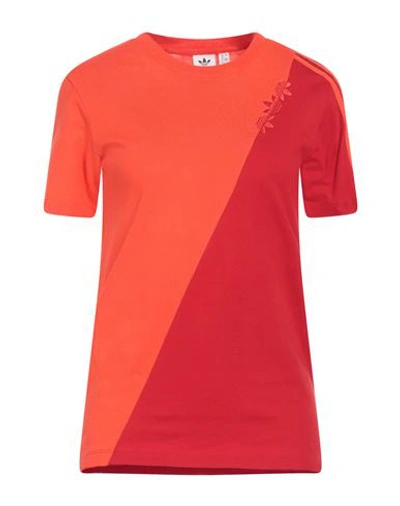 Adidas Originals Woman T-shirt Orange Size 4 Cotton