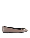Furla Woman Ballet Flats Dove Grey Size 11 Ovine Leather