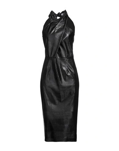 Simona Corsellini Woman Midi Dress Black Size 10 Polyurethane, Polyester