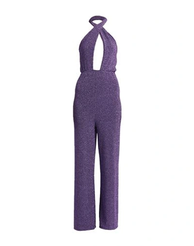 Vanessa Scott Woman Jumpsuit Purple Size M/l Nylon, Metallic Fiber, Elastane