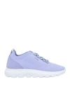 Geox Woman Sneakers Lilac Size 8 Textile Fibers, Soft Leather In Purple