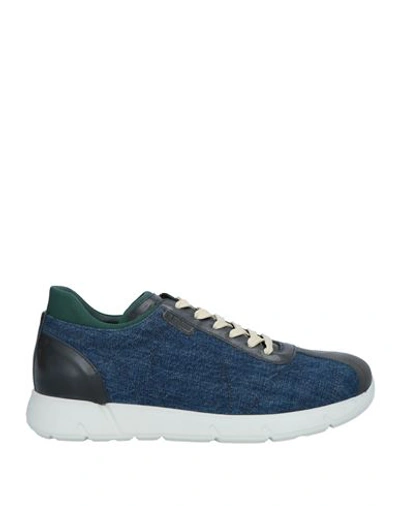 A.testoni A. Testoni Man Sneakers Blue Size 7.5 Soft Leather, Textile Fibers