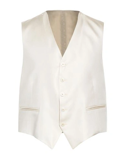 Preludio By A.n. Preludio By A. N. Man Tailored Vest Cream Size 44 Viscose, Acetate In White