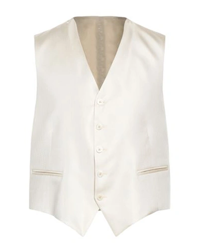 Preludio By A.n. Preludio By A. N. Man Tailored Vest Cream Size 40 Viscose, Acetate In White
