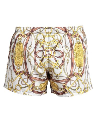 Moschino Man Swim Trunks Ivory Size 36 Polyester In White