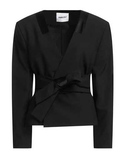 Ambush Woman Blazer Black Size 8 Polyester, Virgin Wool, Elastane, Viscose