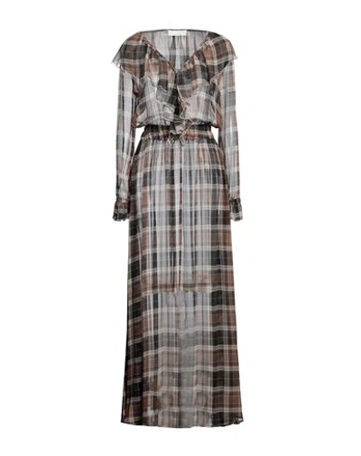 Alessia Zamattio Woman Long Dress Brown Size 6 Silk