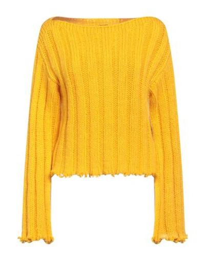 Tessa . Woman Sweater Ocher Size L Mohair Wool, Wool, Polyester In Yellow