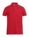 Tommy Hilfiger Man Polo Shirt Red Size L Cotton, Elastane