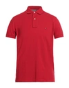 Tommy Hilfiger Man Polo Shirt Red Size S Cotton, Elastane