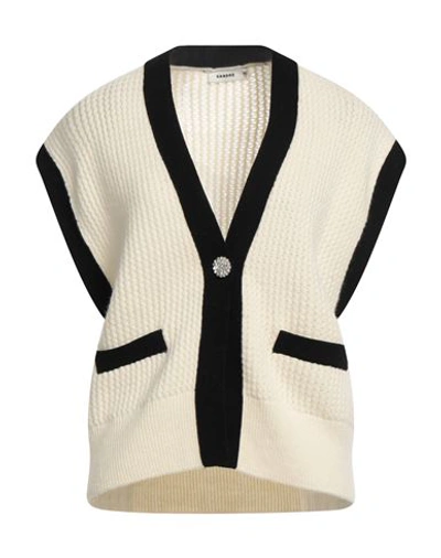 Sandro Woman Cardigan Ivory Size 3 Wool, Polyamide, Viscose, Polyester In White