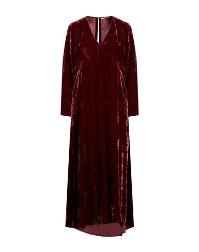 Pomandère Woman Maxi Dress Brick Red Size 6 Viscose, Polyamide