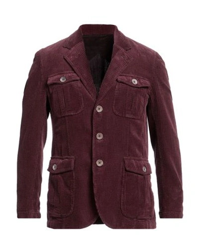Barbati Man Suit Jacket Deep Purple Size 38 Cotton