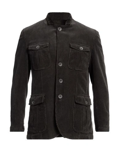 Barbati Man Suit Jacket Dark Brown Size 38 Cotton